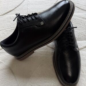 $225 G/FORE G4 Galivanter Black Pebble Leather Derby Oxford Golf Shoes 9